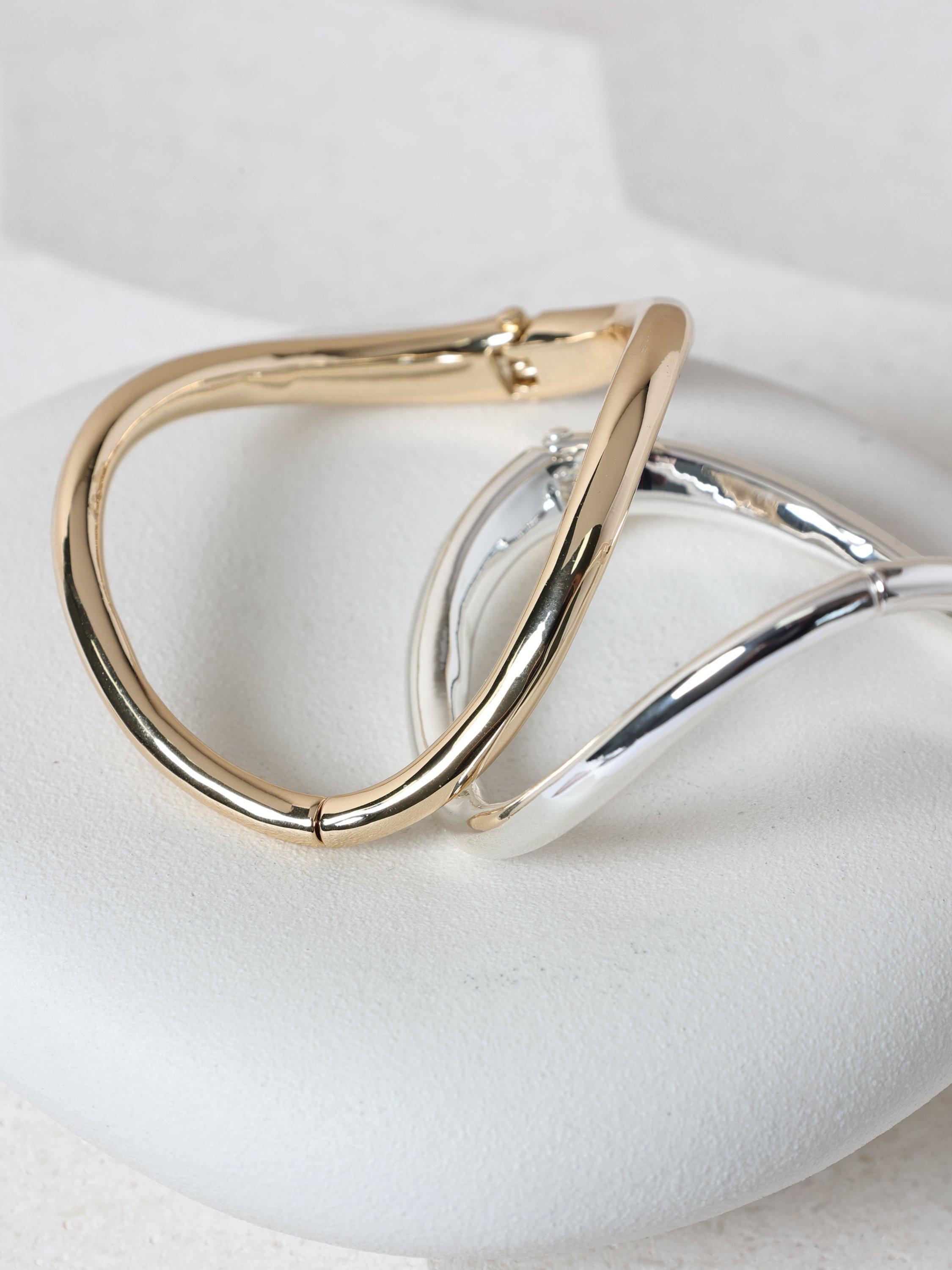 Product image 3 of 3, which shows Jon Richard Polished Wave Cuff Bracelet, Silver