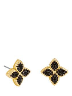 Jon Richard Jet Druzy Stone Clover Stud Earrings, Gold, Gold