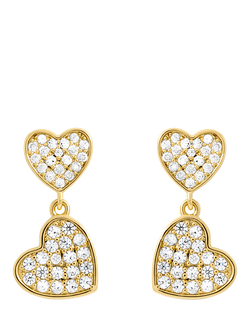 Jon Richard Micro Pave and Heart Earrings, Gold, Gold