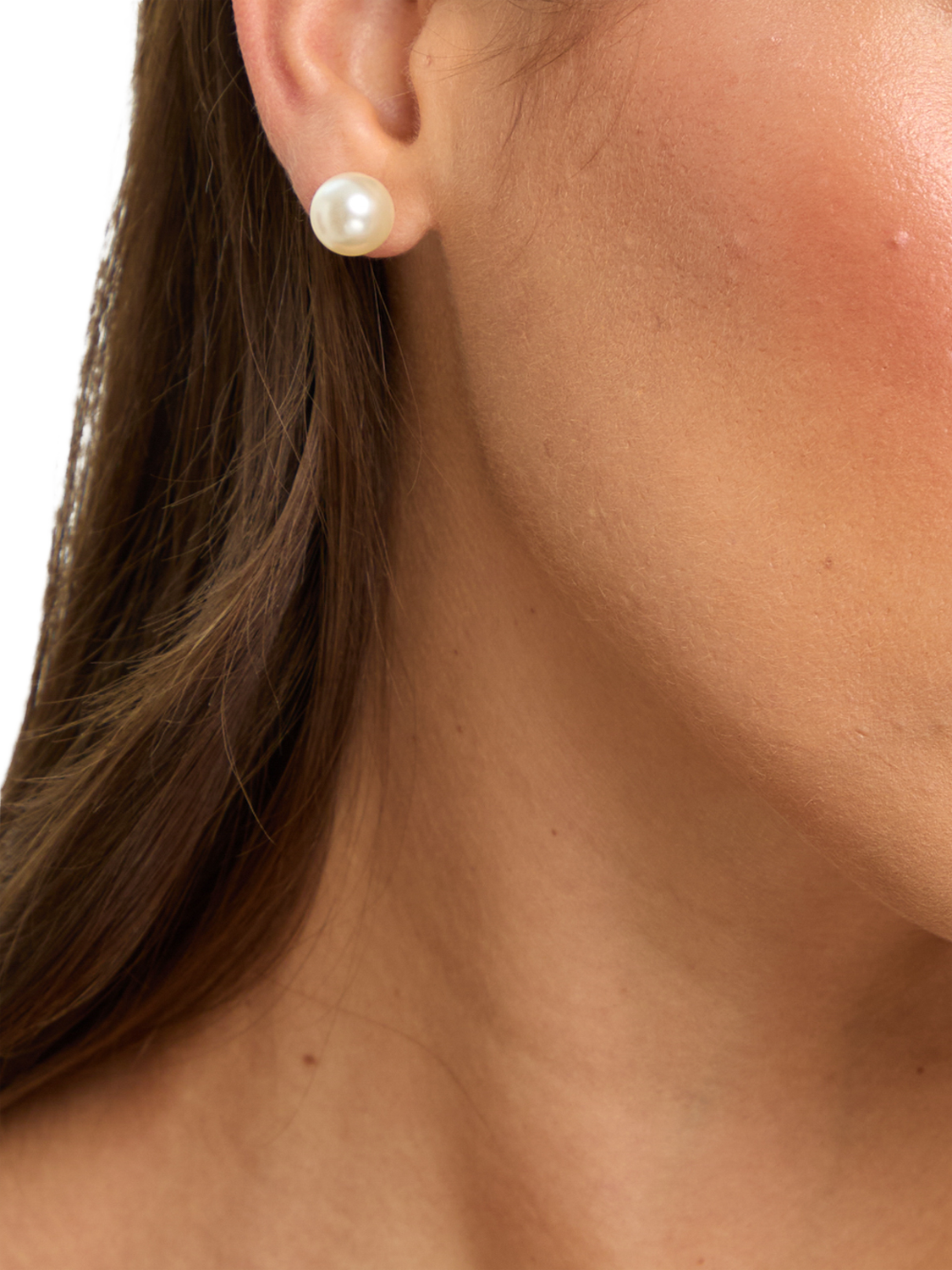 Product image 2 of 4, which shows Jon Richard Small Pearl Earrings, Cream