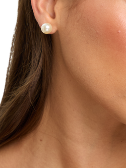 Jon Richard Small Pearl Earrings, Cream - view 2, Cream