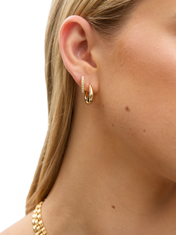 Jon Richard Polished Pearl Hoop Earrings Set, Gold - view 2, Gold