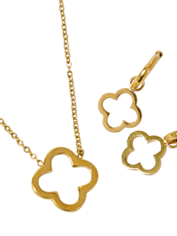 Jon Richard Clover Huggie Hoops, Gold - view 2, Gold