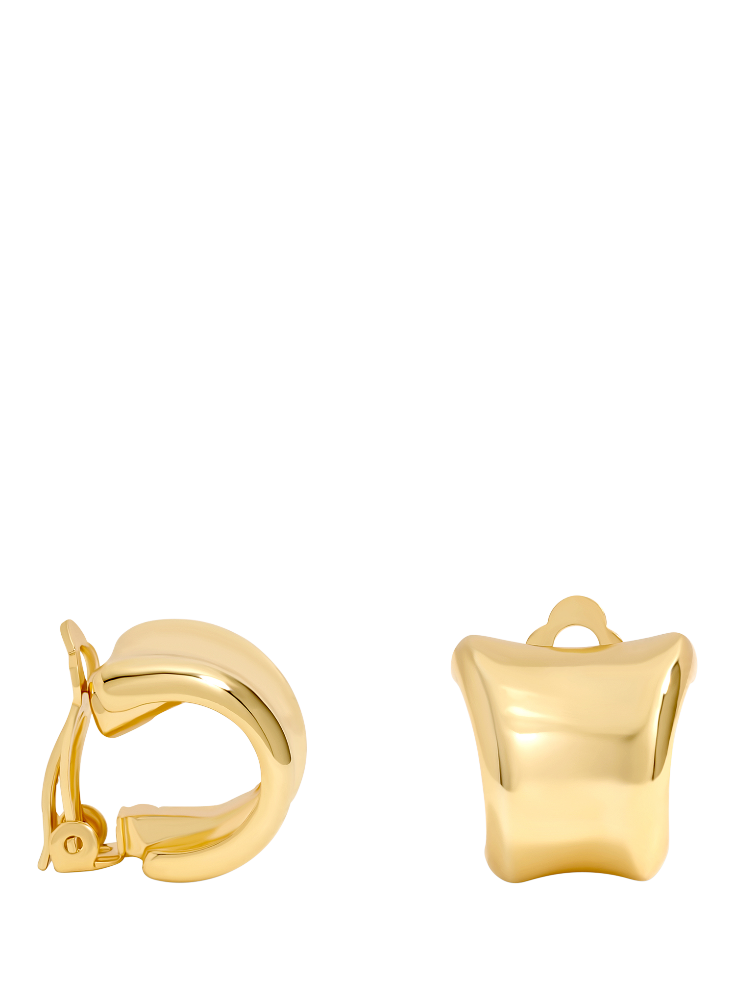 Product image 1 of 2, which shows Jon Richard Polished Curved Clip On Earrings, Gold