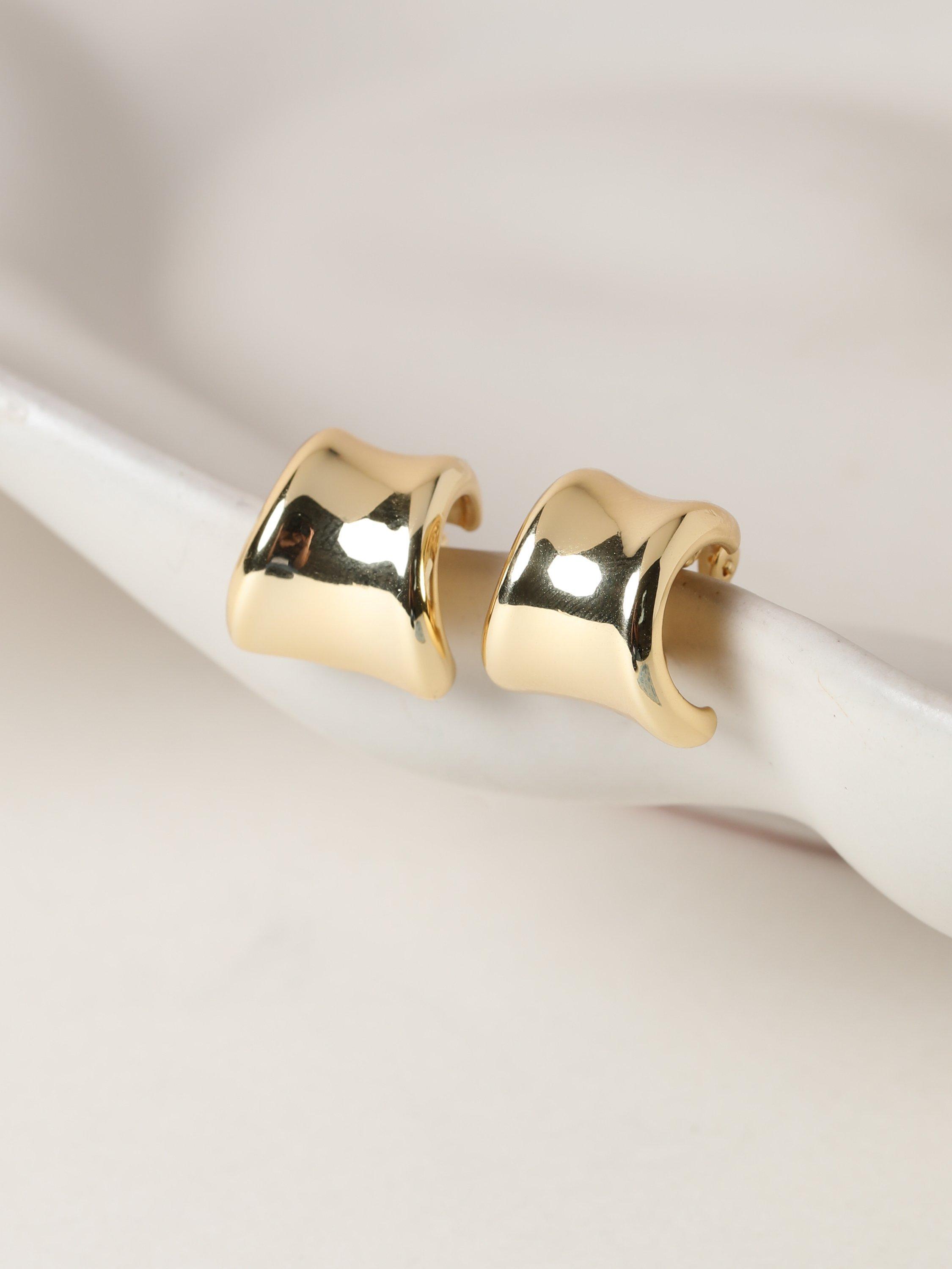 Product image 2 of 2, which shows Jon Richard Polished Curved Clip On Earrings, Gold