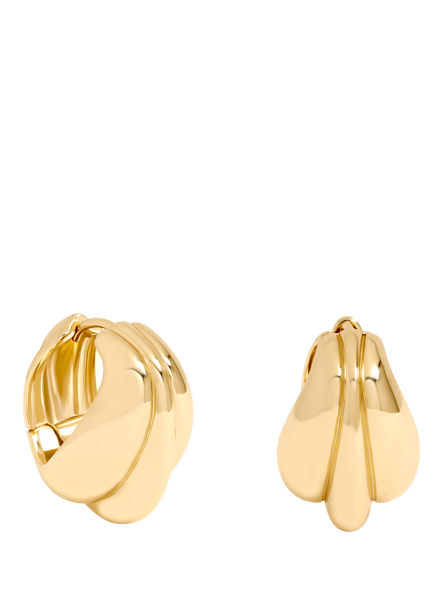 Product image 1 of 3, which shows Jon Richard Domed Hoop Earrings, Gold