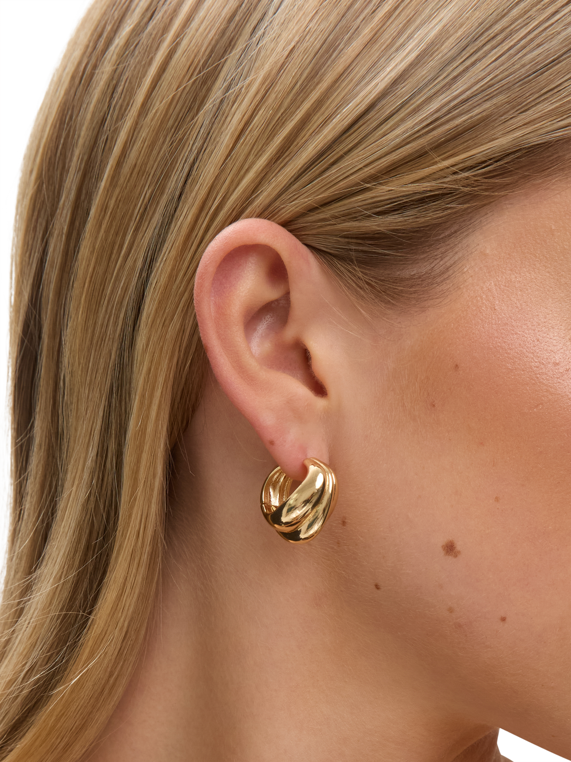 Product image 2 of 3, which shows Jon Richard Domed Hoop Earrings, Gold