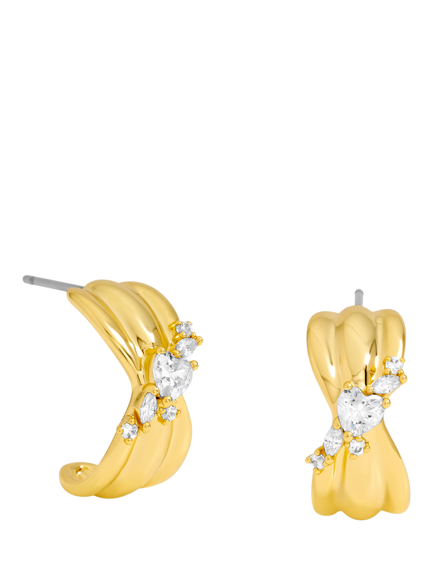 Product image 1 of 4, which shows Jon Richard Crystal Half Hoop Earrings, Gold