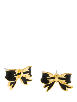 Jon Richard Jet Bow Earrings, Gold, Gold