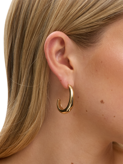 Jon Richard Polished Large Curve Hoop Earrings, Gold - view 2, Gold