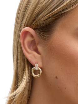 Jon Richard Pave Door Knocker Earrings, Gold - view 2, Gold