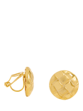 Jon Richard Quilted Brushed Clip On Earrings, Gold