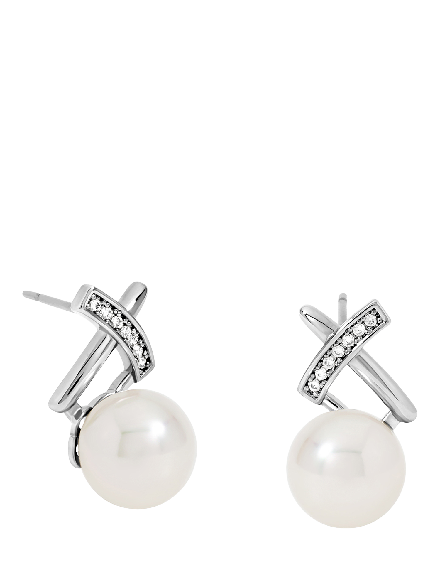 Product image 1 of 1, which shows Jon Richard Pearl Kiss Stud Earrings, Silver