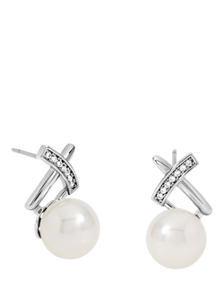 Jon Richard Pearl Kiss Stud Earrings, Silver, Silver