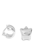 Jon Richard Polished Curved Clip-On Earrings, Silver