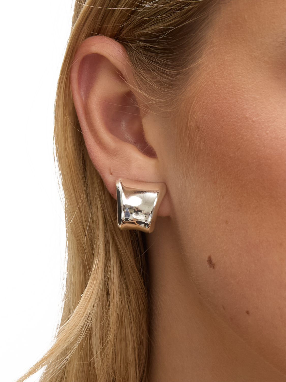 Product image 3 of 3, which shows Jon Richard Polished Curved Clip-On Earrings, Silver