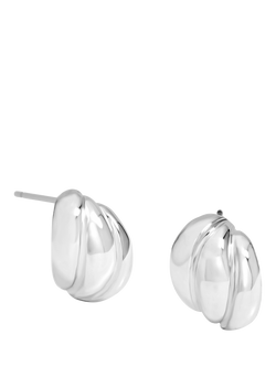 Jon Richard Mini Ribbed Stud Earrings, Silver, Silver