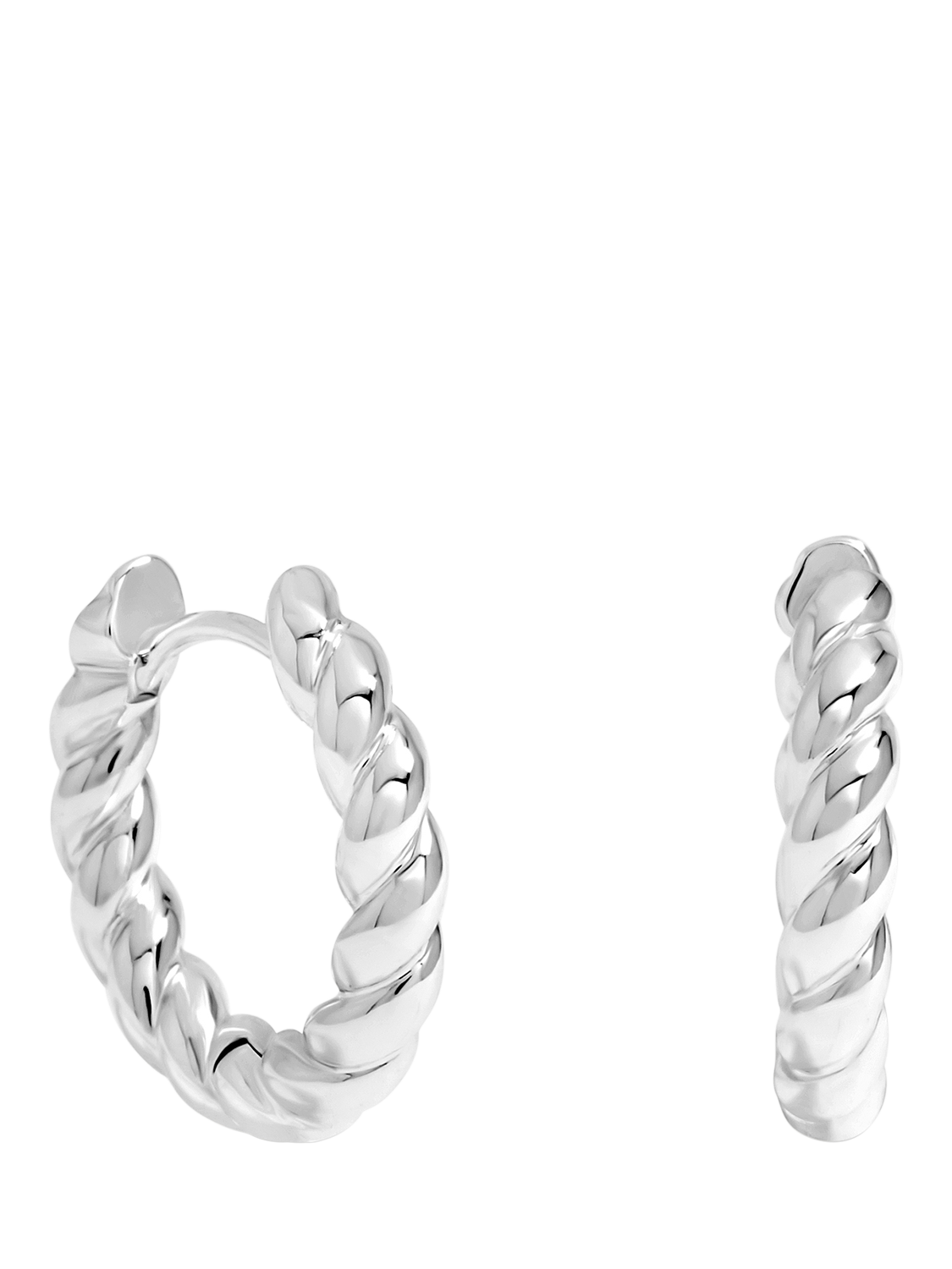 Product image 1 of 2, which shows Jon Richard Twist Hoop Earrings, Silver