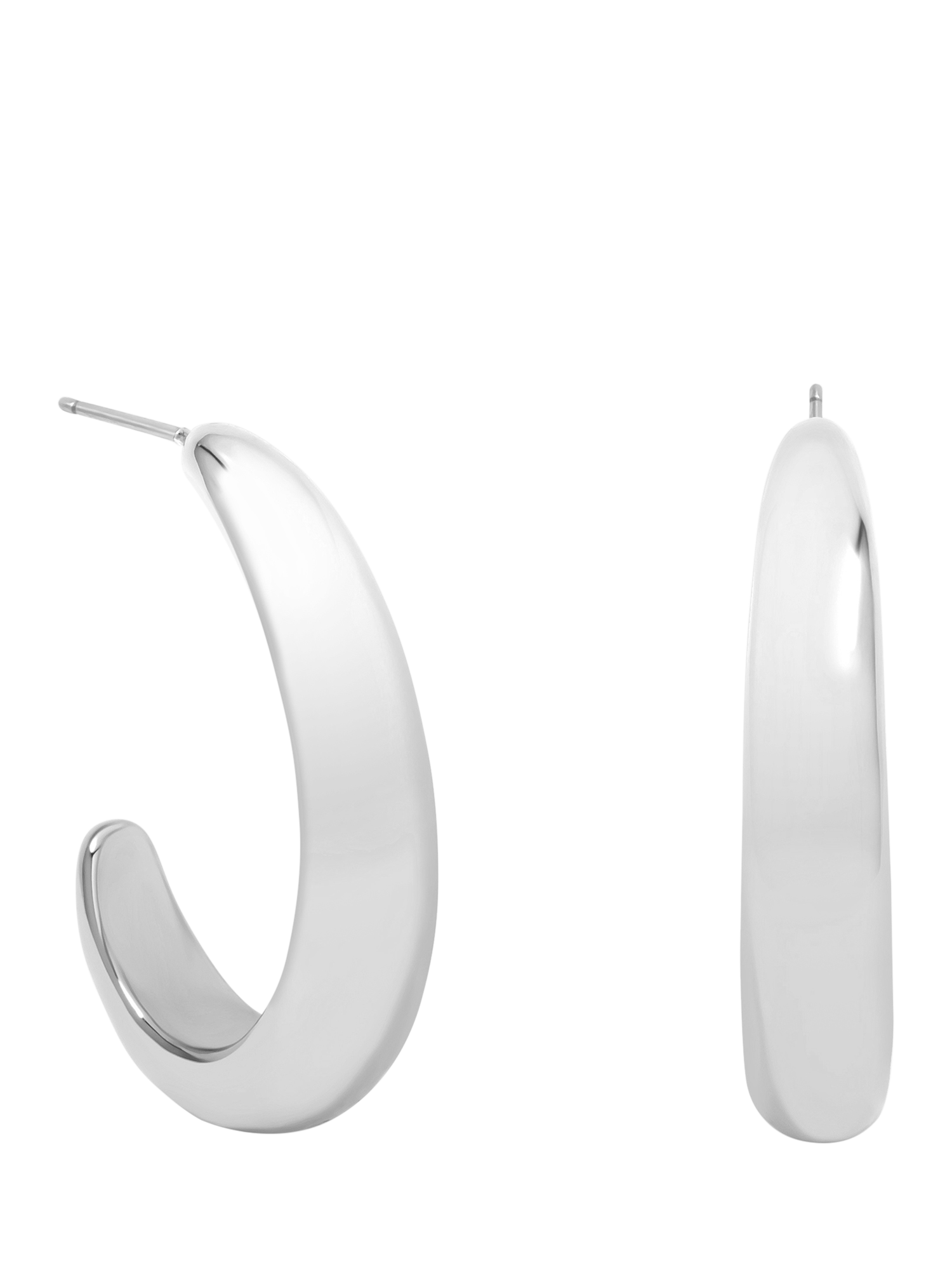 Product image 1 of 2, which shows Jon Richard Polished Large Curve Hoop Earrings, Silver