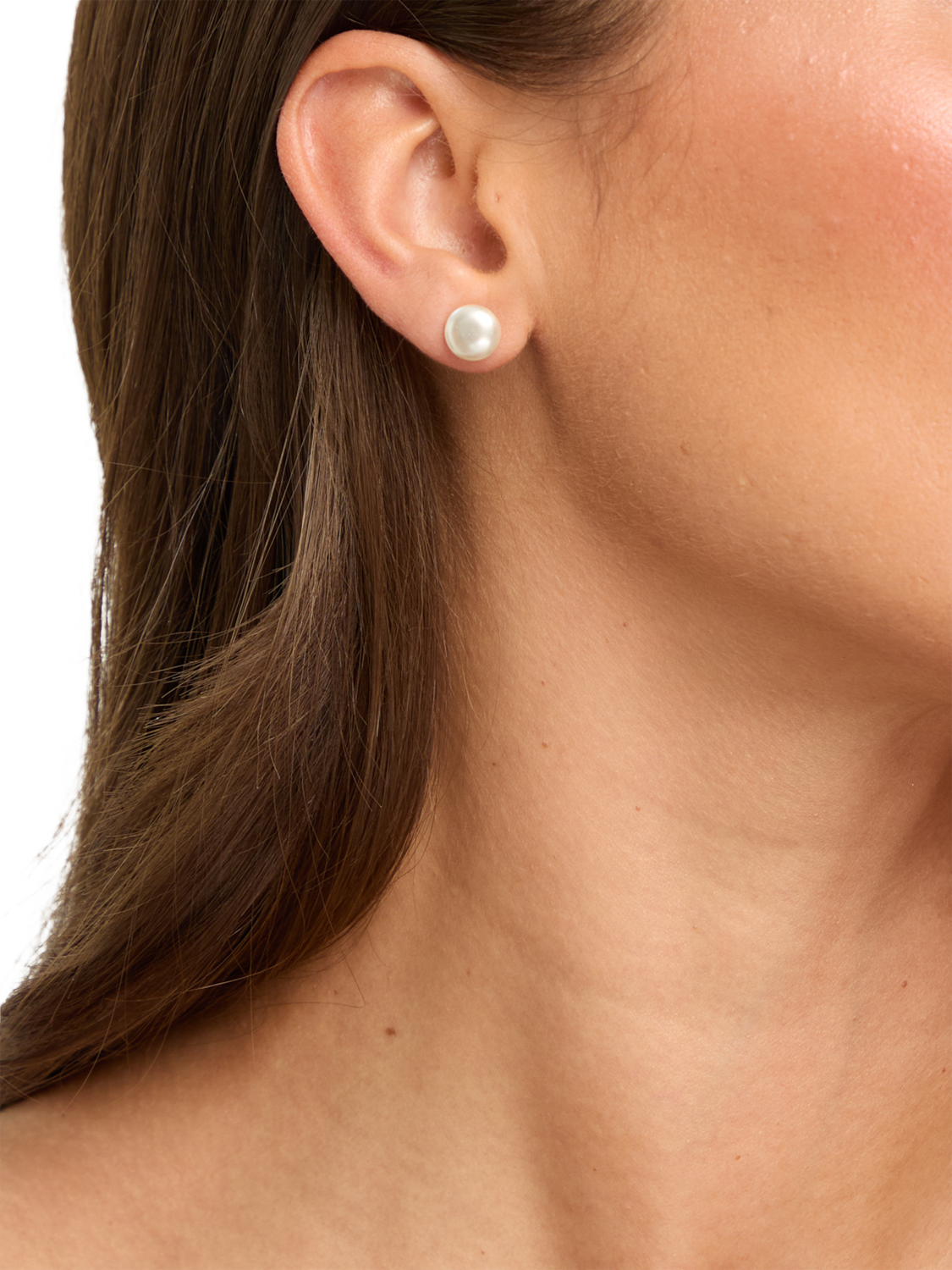 Product image 2 of 4, which shows Jon Richard Pearl Stud Earrings, Cream