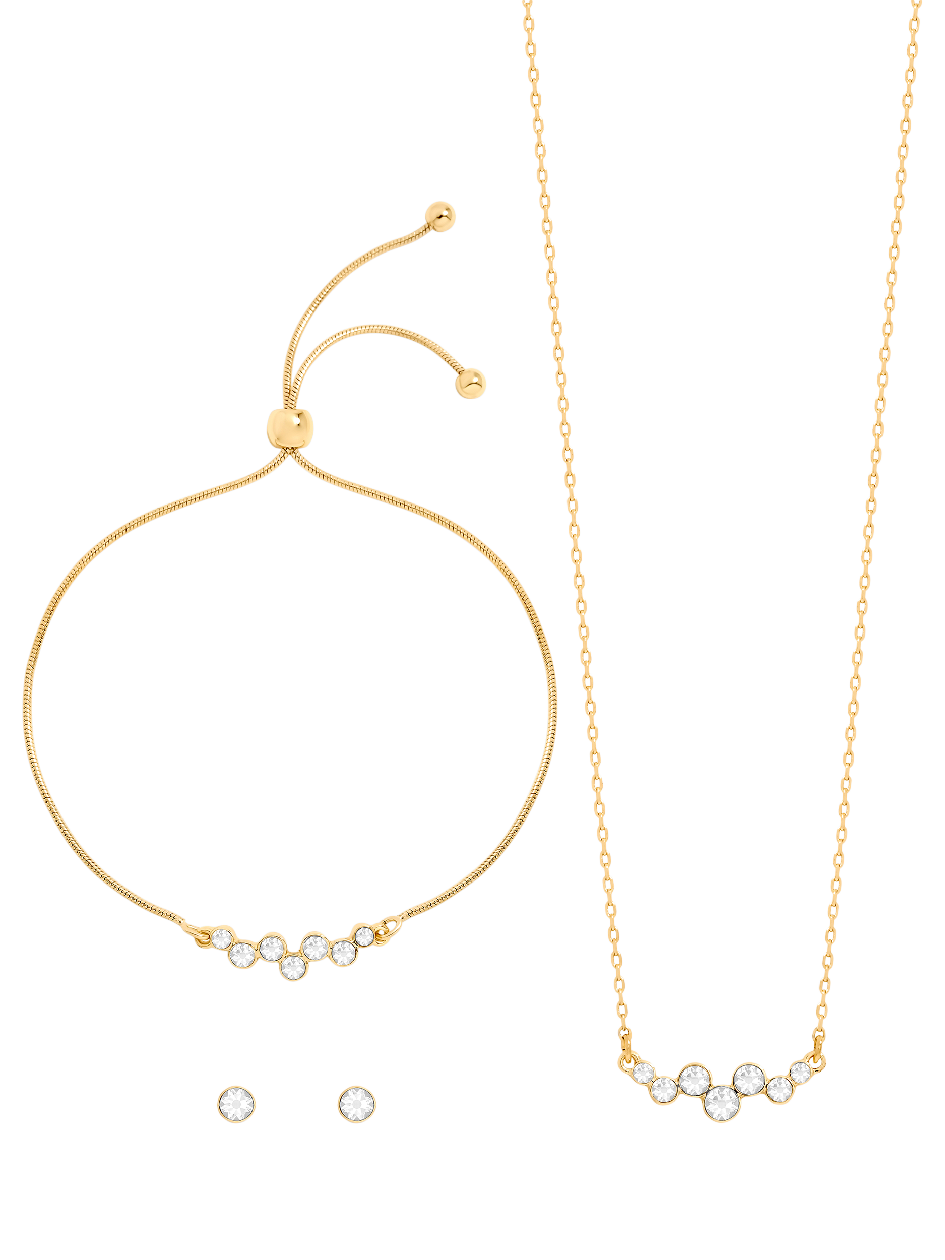 Product image 1 of 5, which shows Jon Richard Bubble Crystal Trio Jewellery Set, Gold