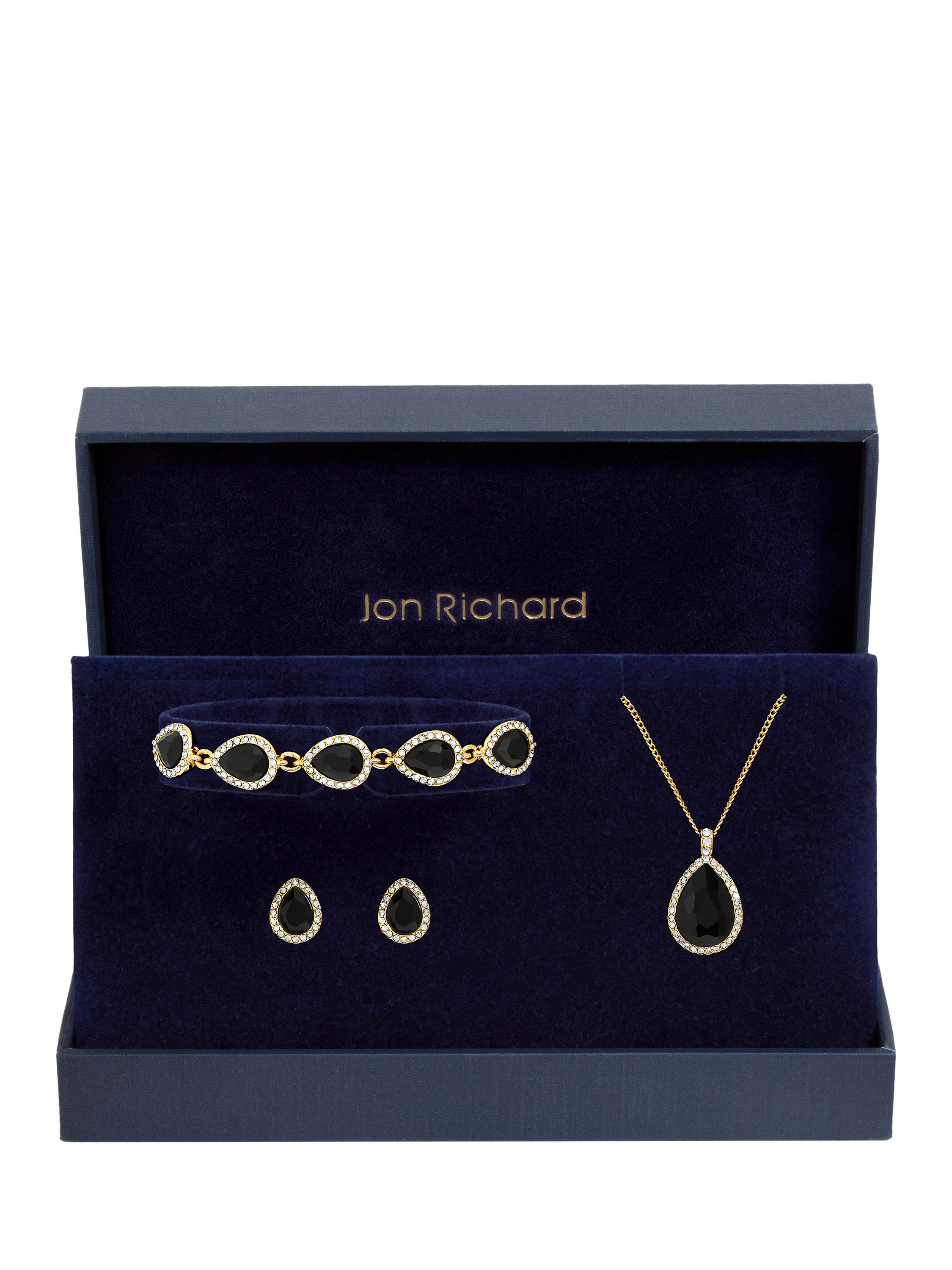 Product image 2 of 2, which shows Jon Richard Jet Pear Drop Trio Set, Gold