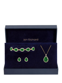 Jon Richard Emerald Pear Drop Trio Set, Gold - view 2, Gold