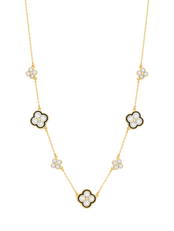 Jon Richard Jet and Crystal Clover Necklace, Gold, Gold
