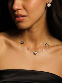 Jon Richard Jet and Crystal Clover Necklace, Gold - view 2, Gold