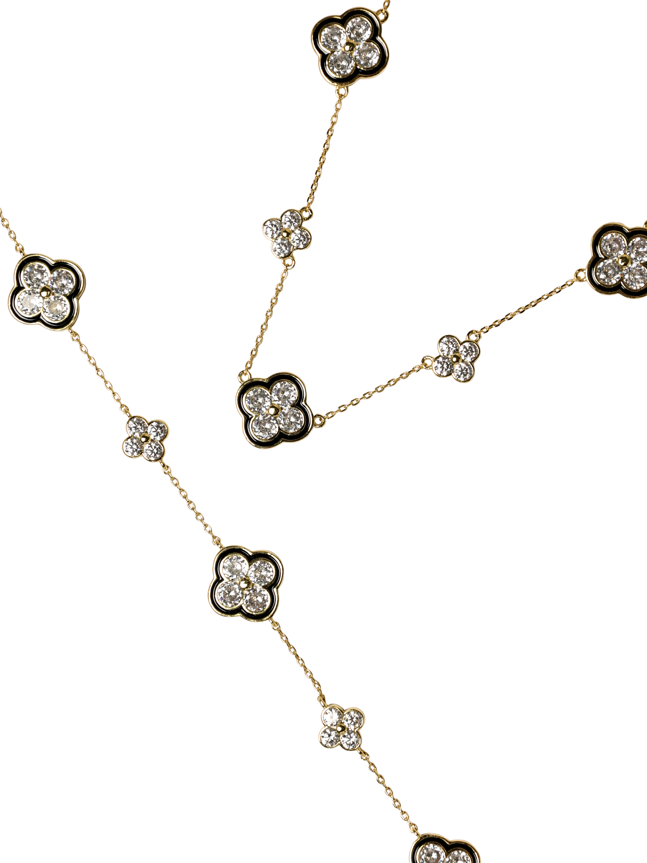 Product image 3 of 4, which shows Jon Richard Jet and Crystal Clover Necklace, Gold