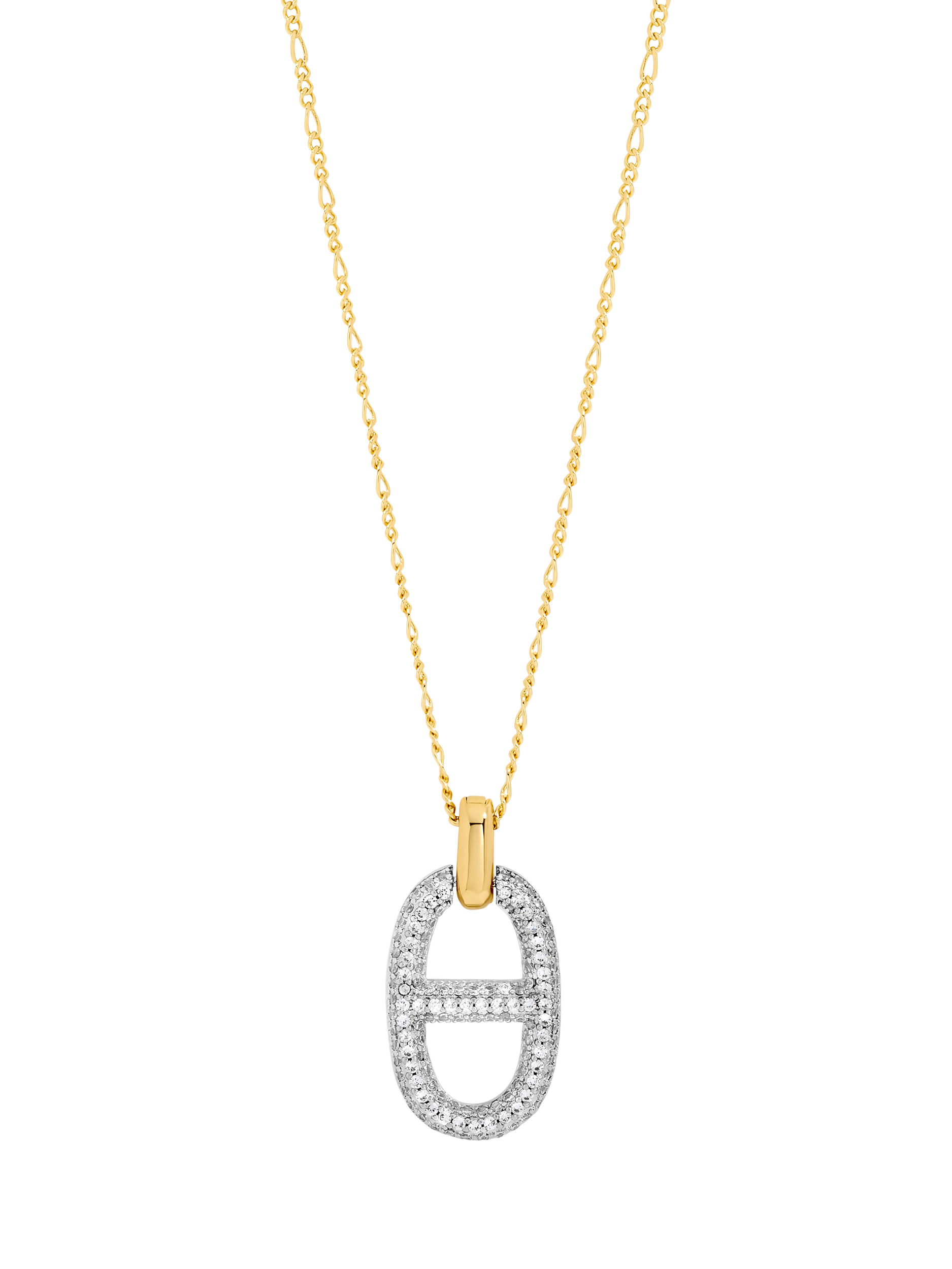 Product image 1 of 4, which shows Jon Richard Two Tone Pave Link Necklace, Gold
