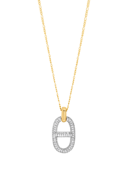 Jon Richard Two Tone Pave Link Necklace, Gold, Gold
