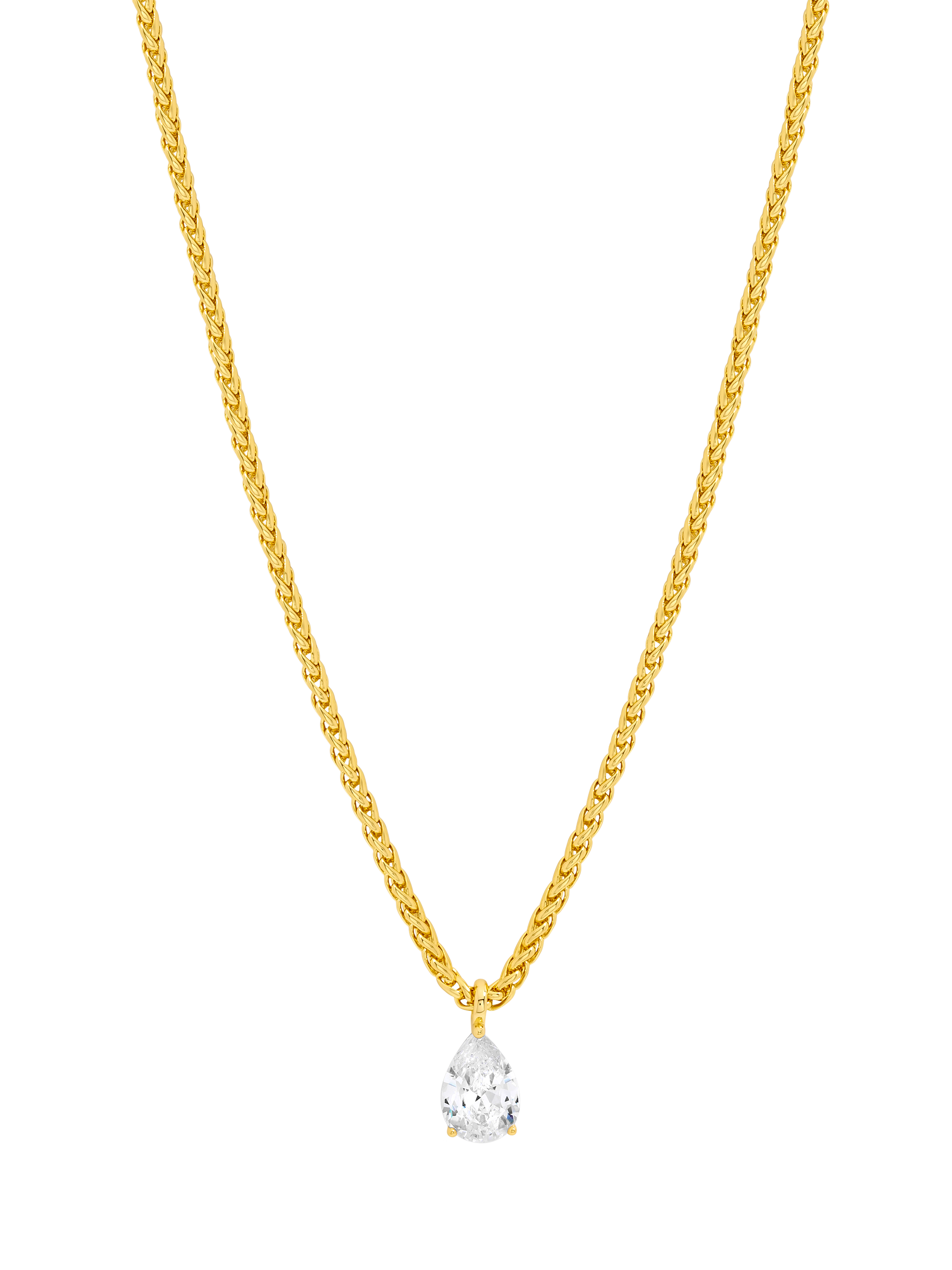 Product image 1 of 2, which shows Jon Richard Cubic Zirconia Pear Drop Necklace, Gold