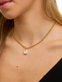 Jon Richard Cubic Zirconia Pear Drop Necklace, Gold - view 2, Gold