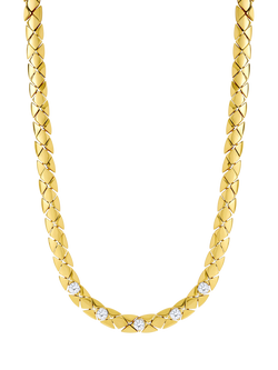 Jon Richard Crystal Flat Chain Necklace, Gold, Gold