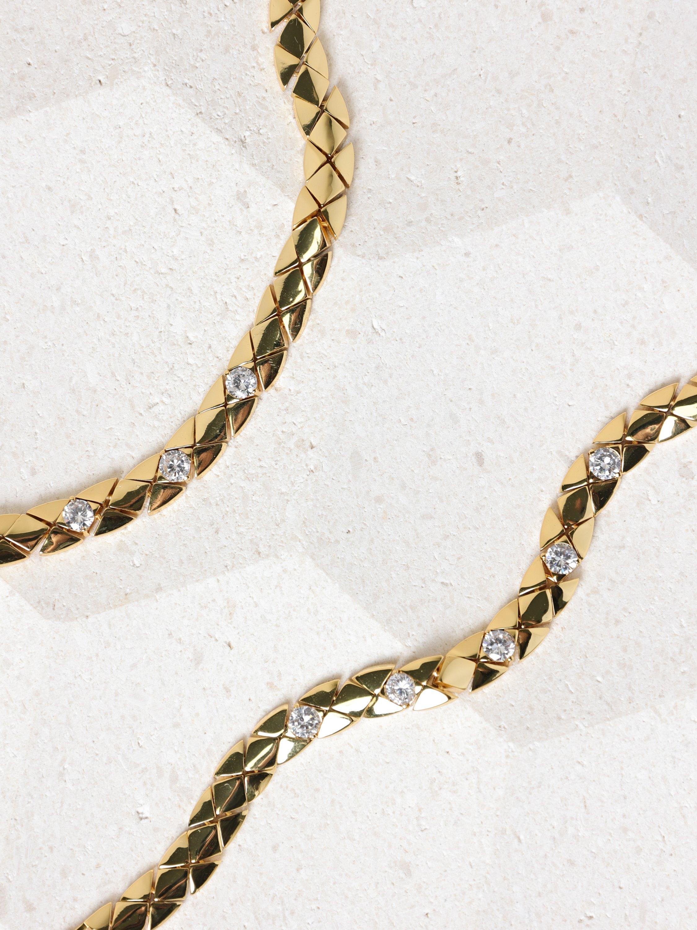 Product image 3 of 5, which shows Jon Richard Crystal Flat Chain Necklace, Gold