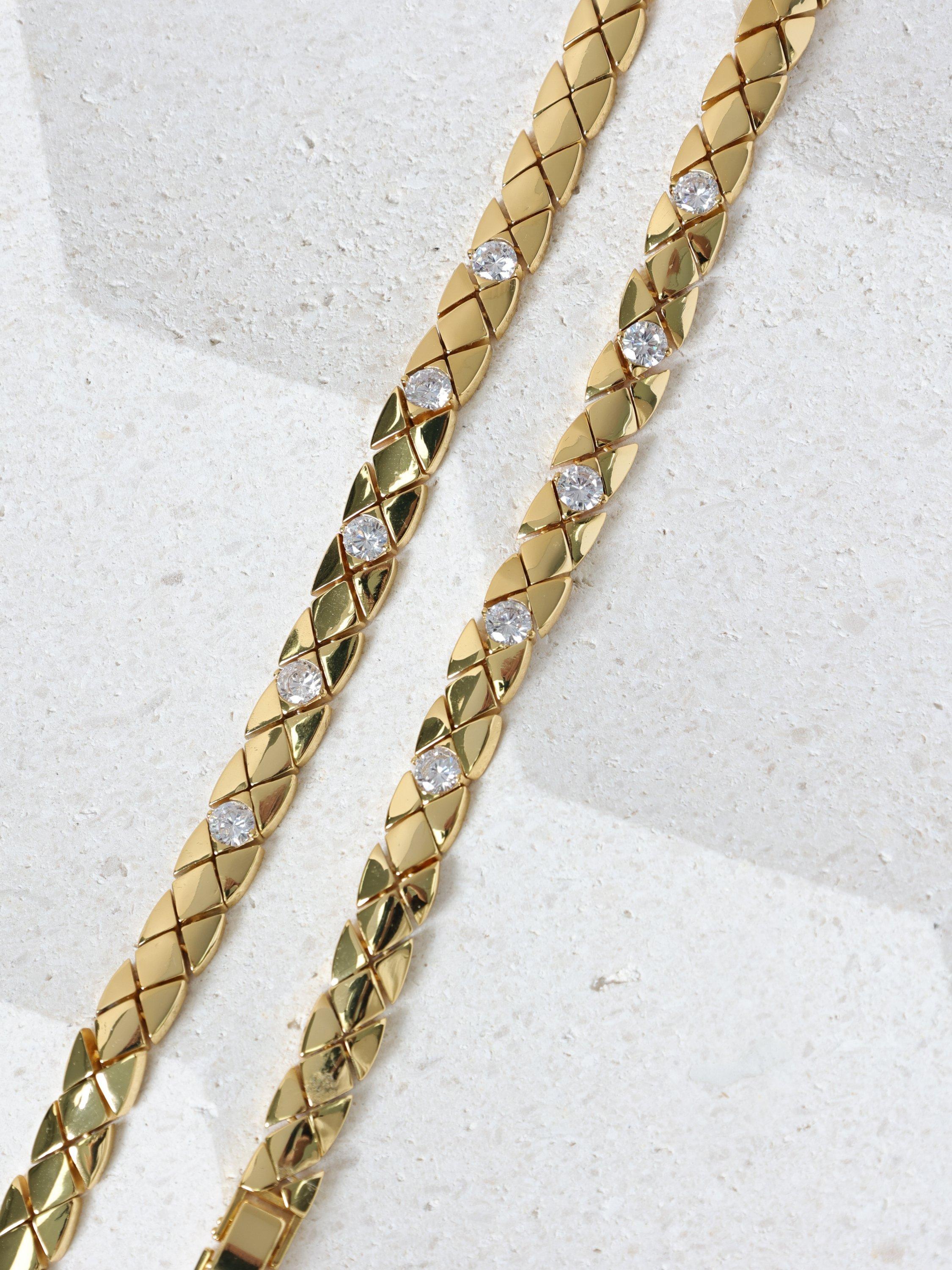Product image 5 of 5, which shows Jon Richard Crystal Flat Chain Necklace, Gold
