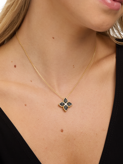 Jon Richard Jet Druzy Stone Clover Heart Pendant Necklace, Gold - view 2, Gold