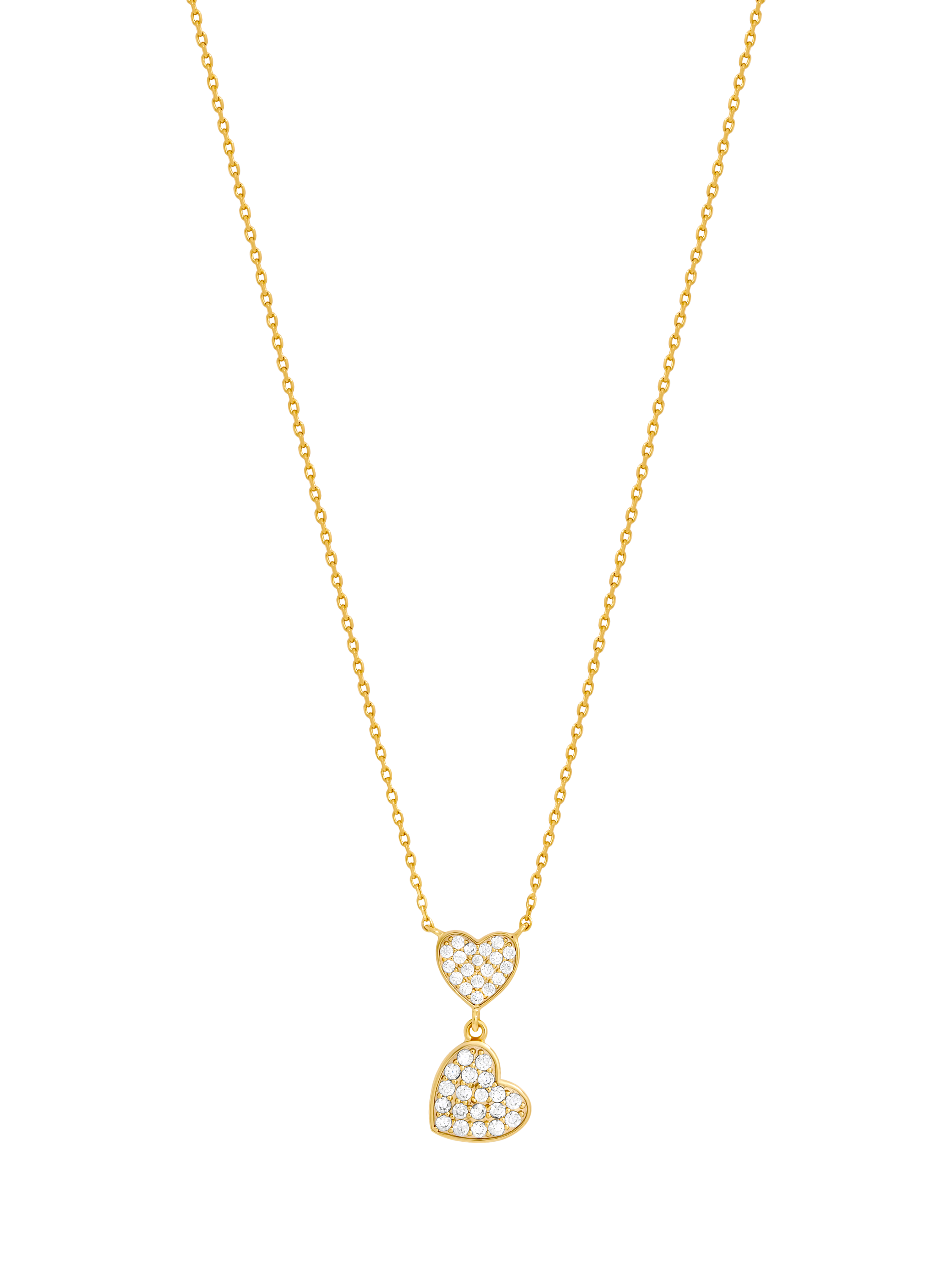 Product image 1 of 4, which shows Jon Richard Micro Pave and Heart Necklace, Gold