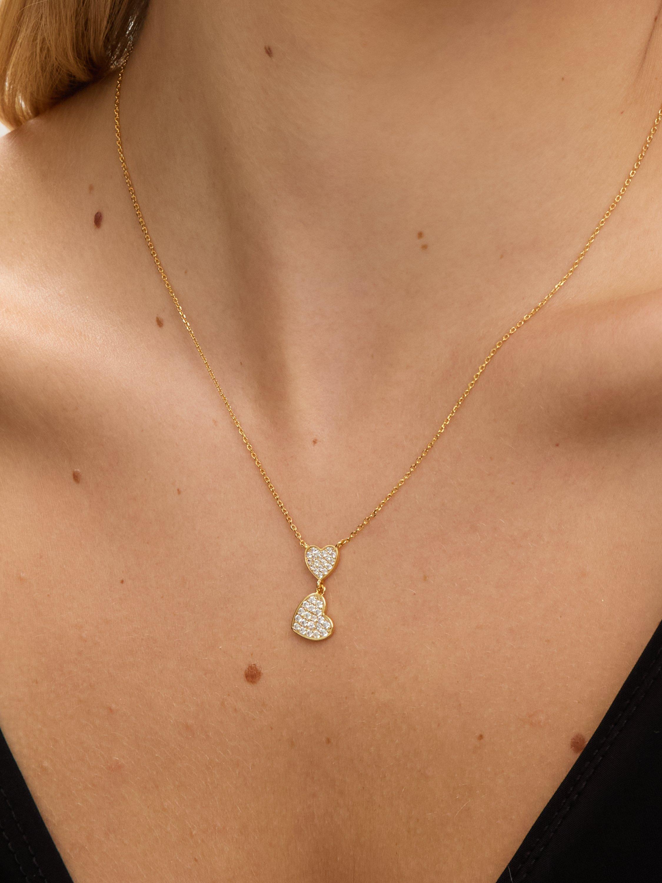 Product image 4 of 4, which shows Jon Richard Micro Pave and Heart Necklace, Gold