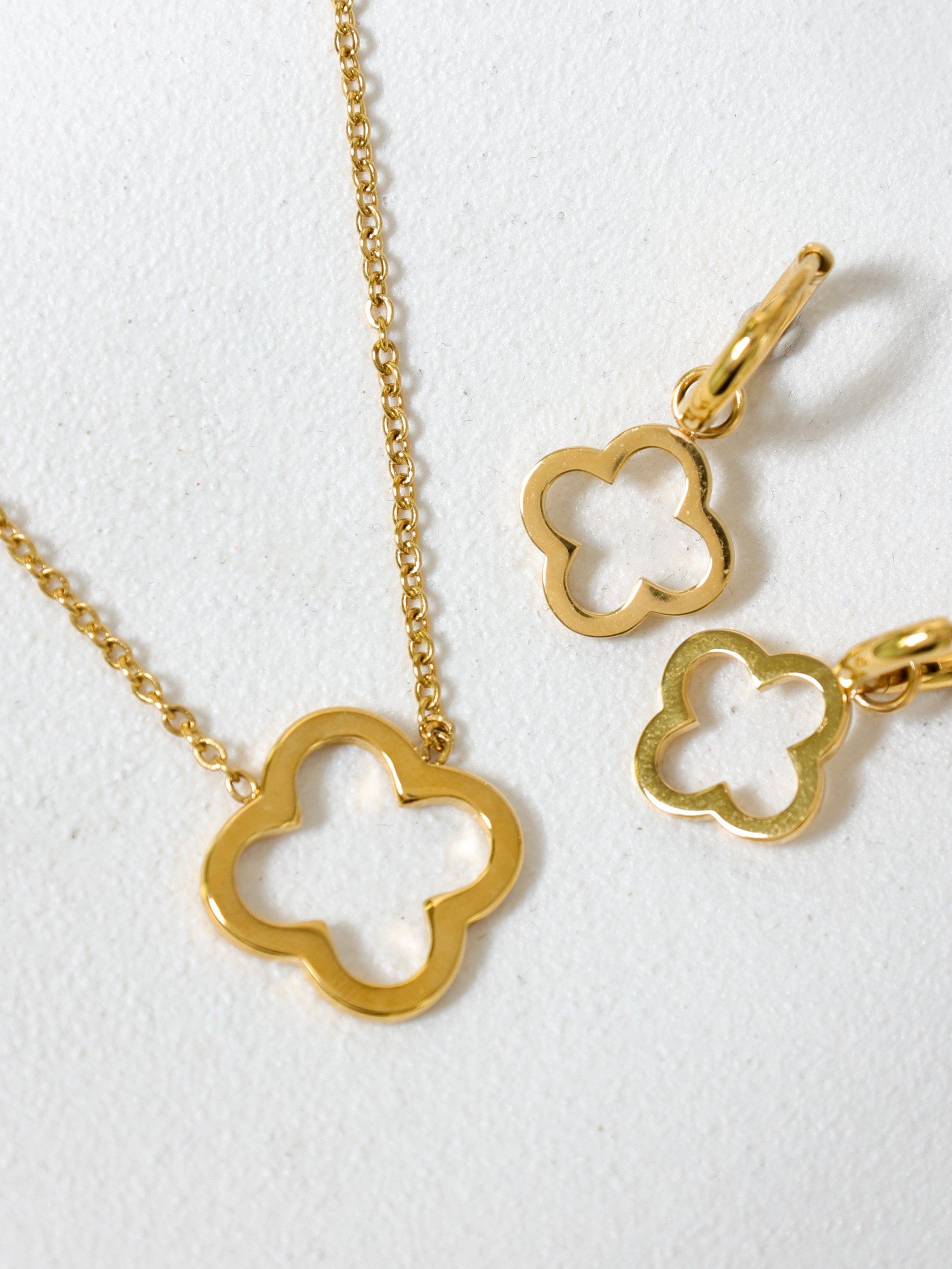 Product image 2 of 3, which shows Jon Richard Open Clover Pendant, Gold