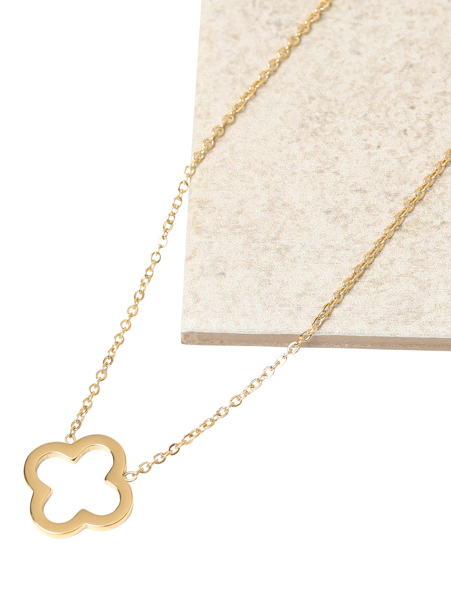 Product image 3 of 3, which shows Jon Richard Open Clover Pendant, Gold