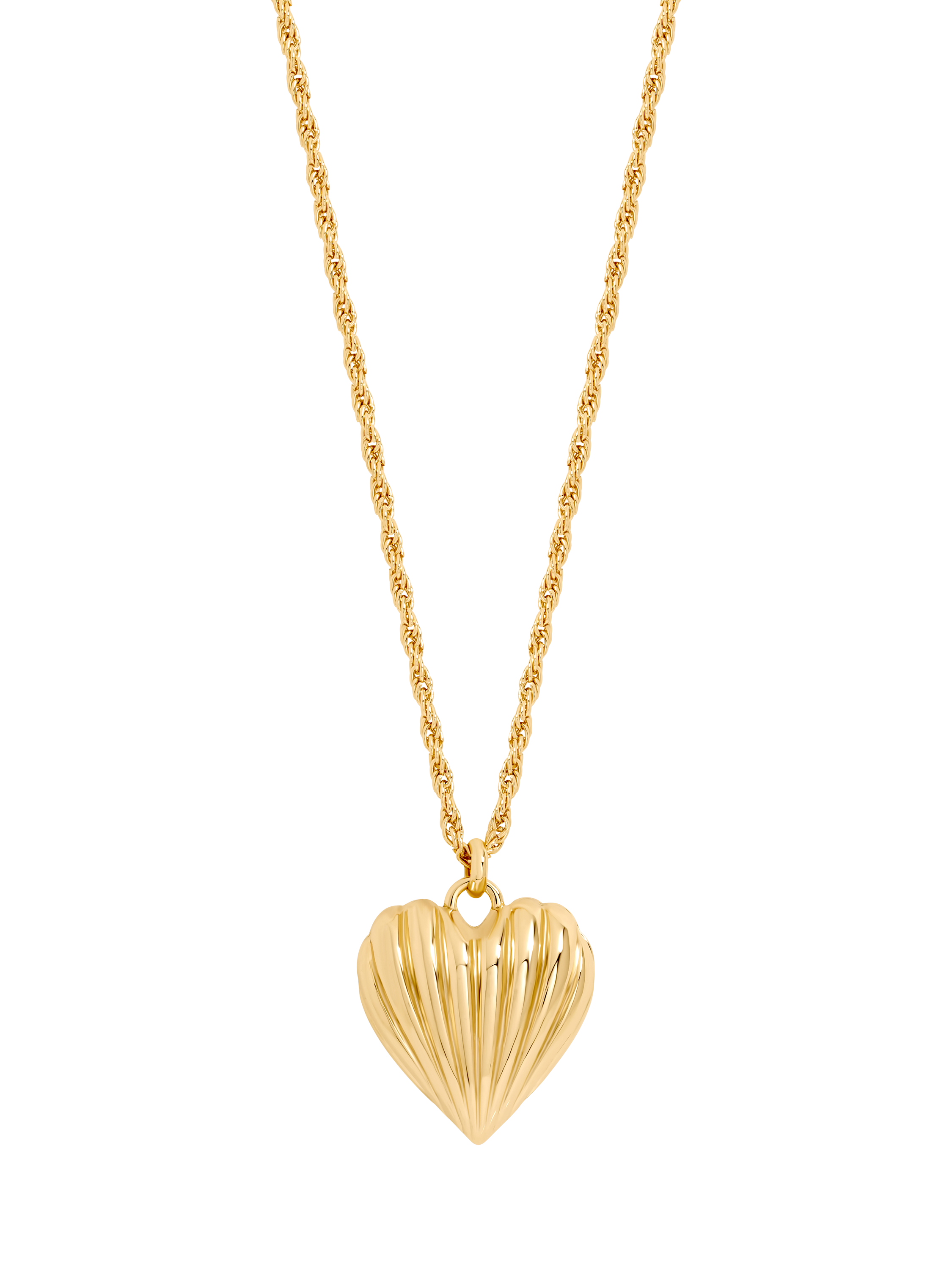 Product image 1 of 3, which shows Jon Richard Ridge Heart Long Pendant, Gold