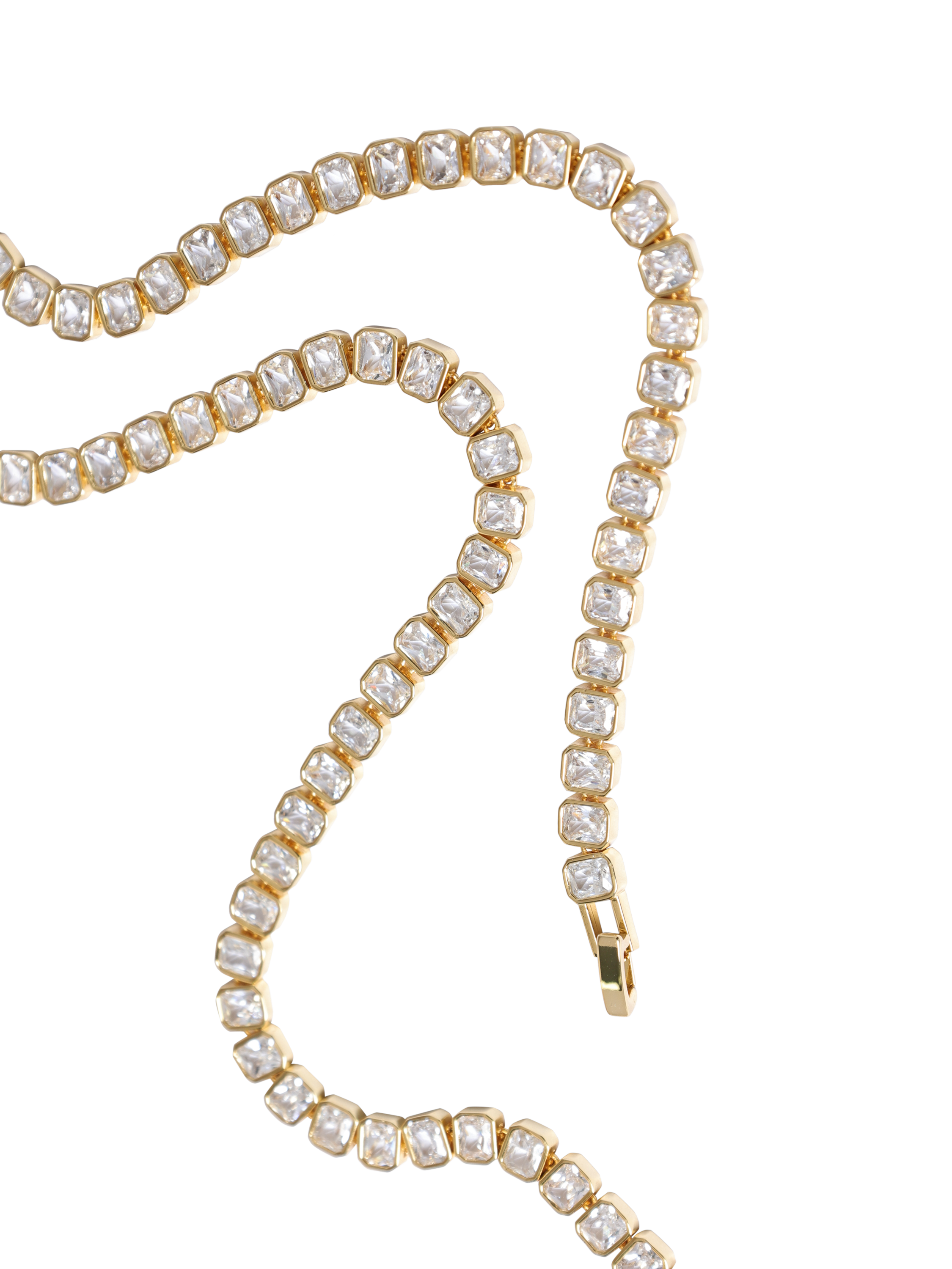 Product image 3 of 4, which shows Jon Richard Crystal Tennis Necklace, Gold