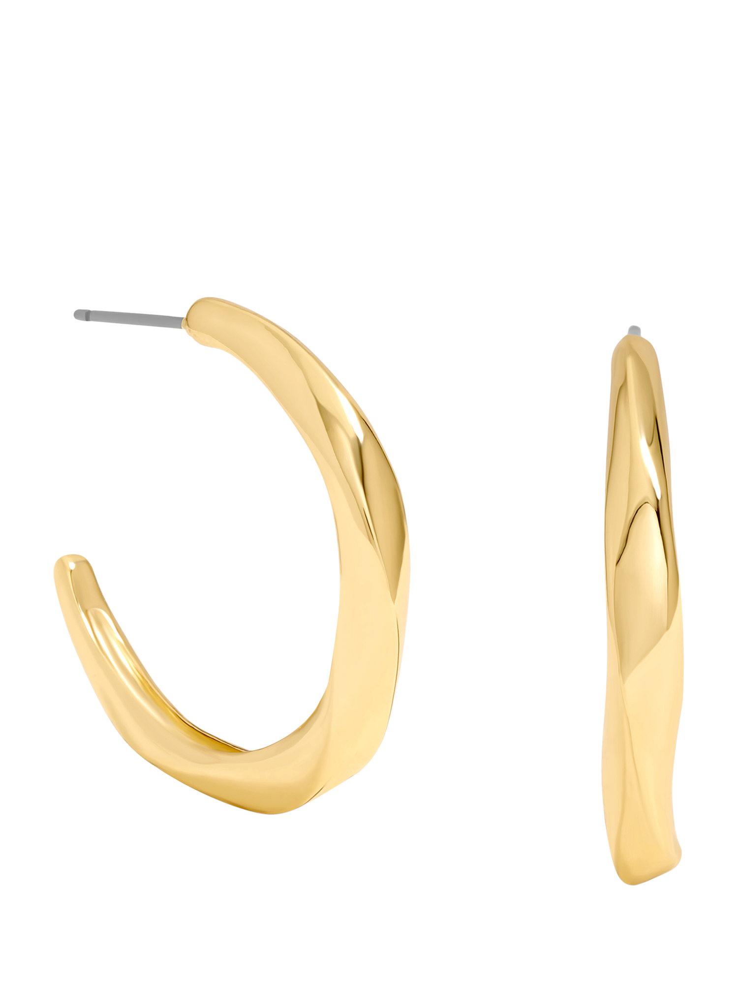 Product image 1 of 5, which shows Jon Richard Polished Twist Hoop Earrings, Gold