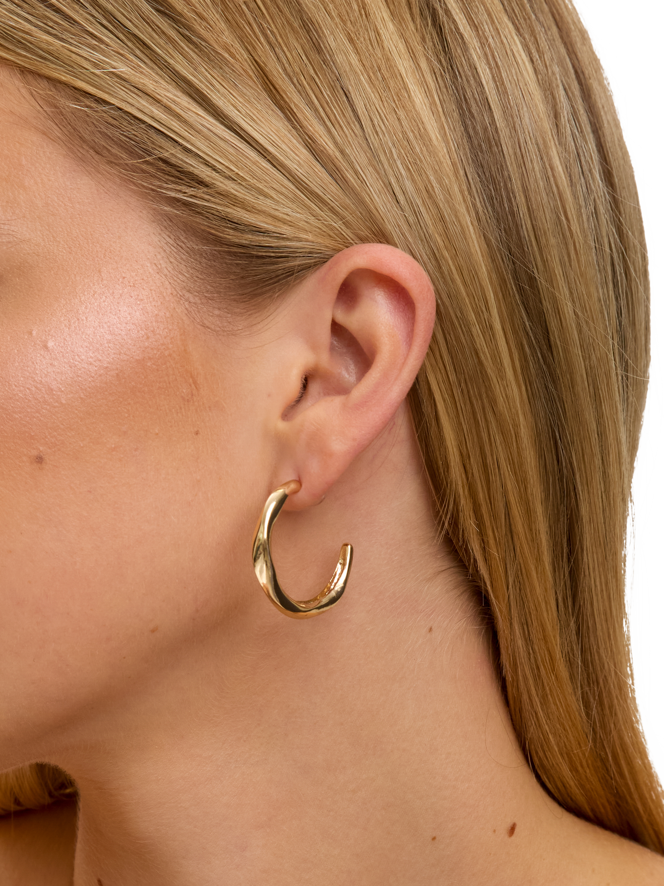 Product image 2 of 5, which shows Jon Richard Polished Twist Hoop Earrings, Gold