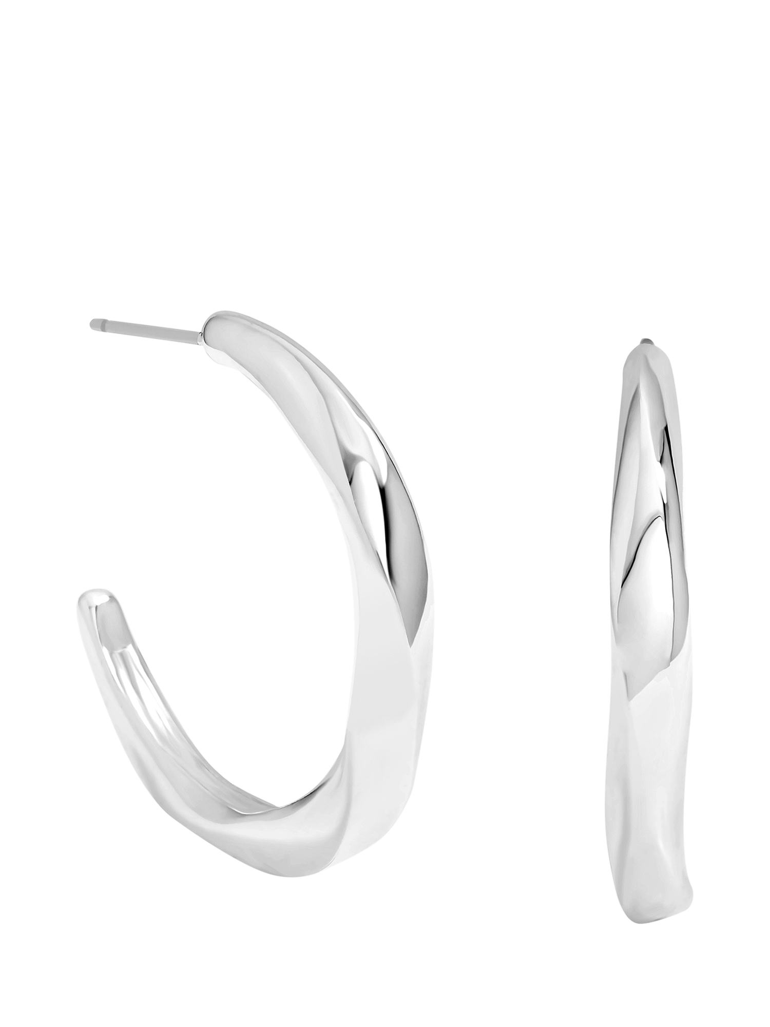 Product image 1 of 3, which shows Jon Richard Polished Twist Hoop Earrings, Silver