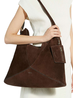 Dune London Dearest Suede Tote Bag - view 2, Dark Brown