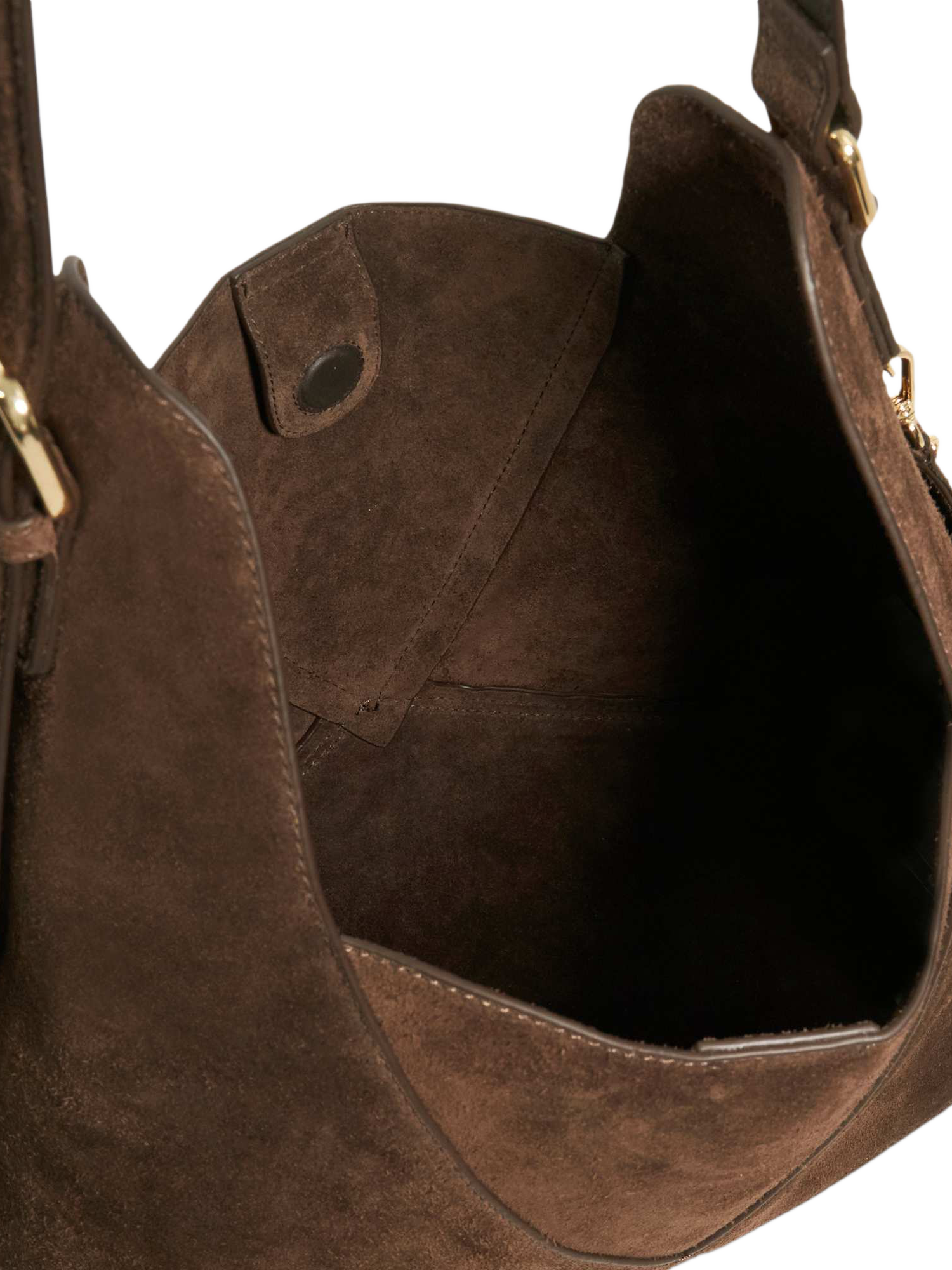 Product image 4 of 5, which shows Dune London Dearest Suede Tote Bag, Dark Brown