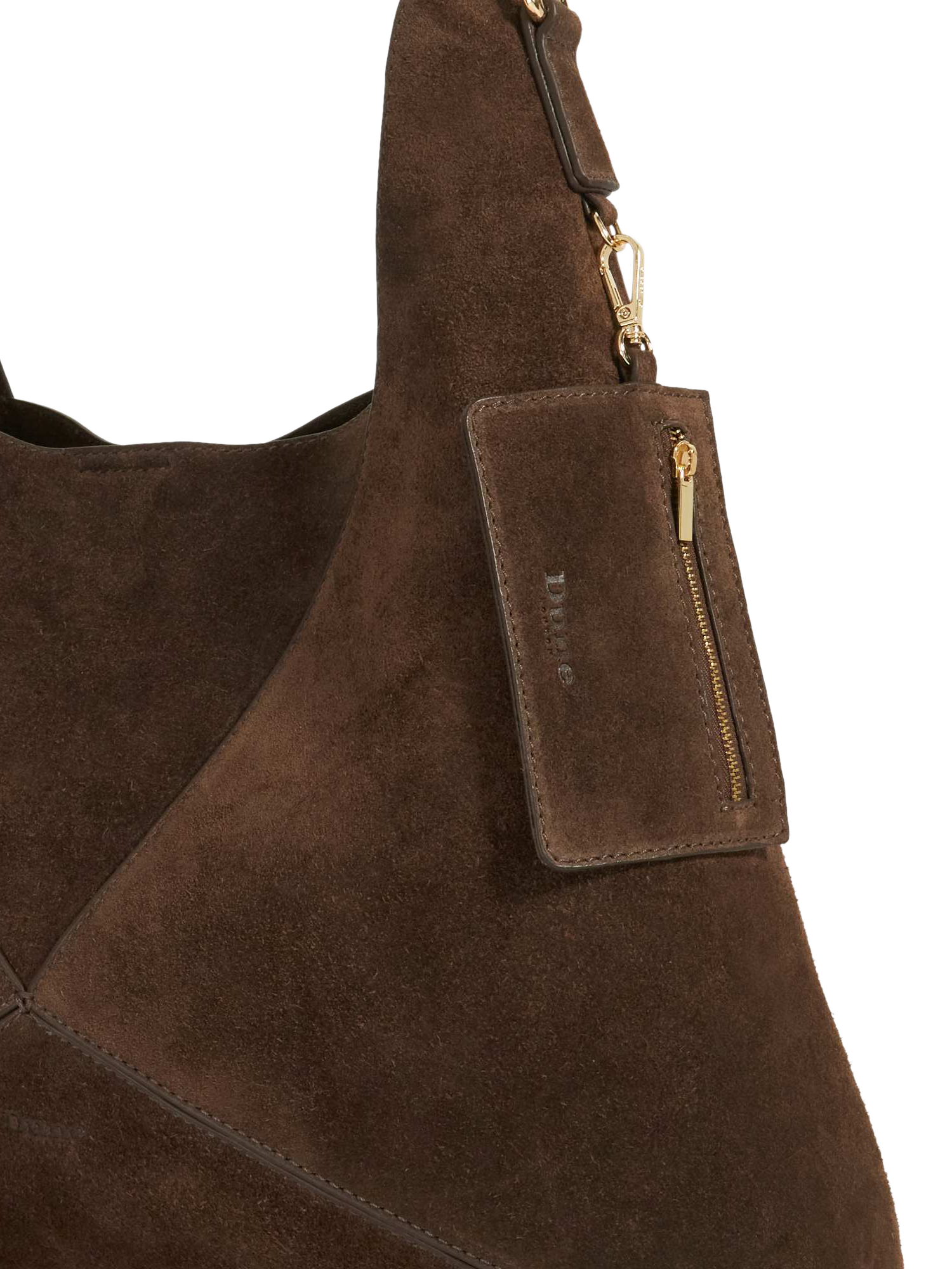 Product image 5 of 5, which shows Dune London Dearest Suede Tote Bag, Dark Brown